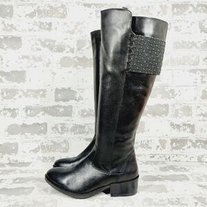 NEW Italian Shoemakers Women's Roby Knee High Boots Black Leather K337